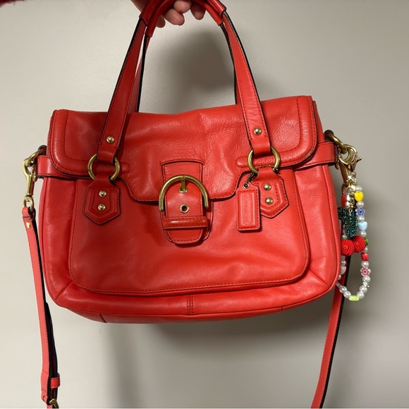 Coach Handbags - Coach SoHo Leather Satchel Coral red with Gold Accents